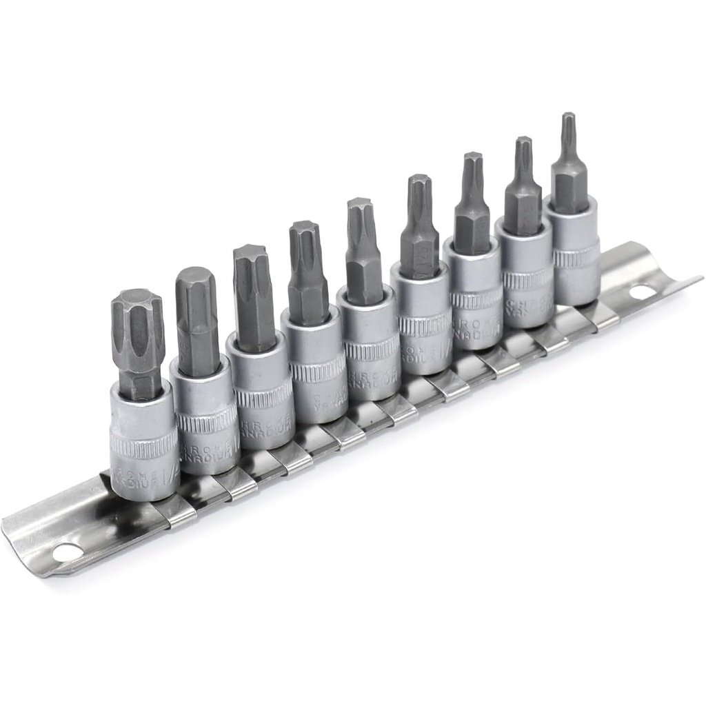 ⬡ 3/8'' TORX bit sockets set 9pcs T-10-T-60 (KRKDP02)