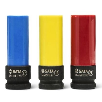 ⬡ 1/2" Dr. Deep impact wheel nut socket set 3pcs (ST09142G, SATA)