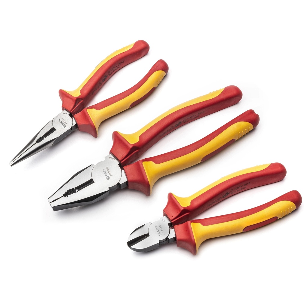 ⬡ VDE insulated pliers set 3pcs (ST09261SJ, SATA)