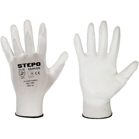 ⬡ Work gloves coated PU-EKO White 9 (L) White (1801WHITE9)