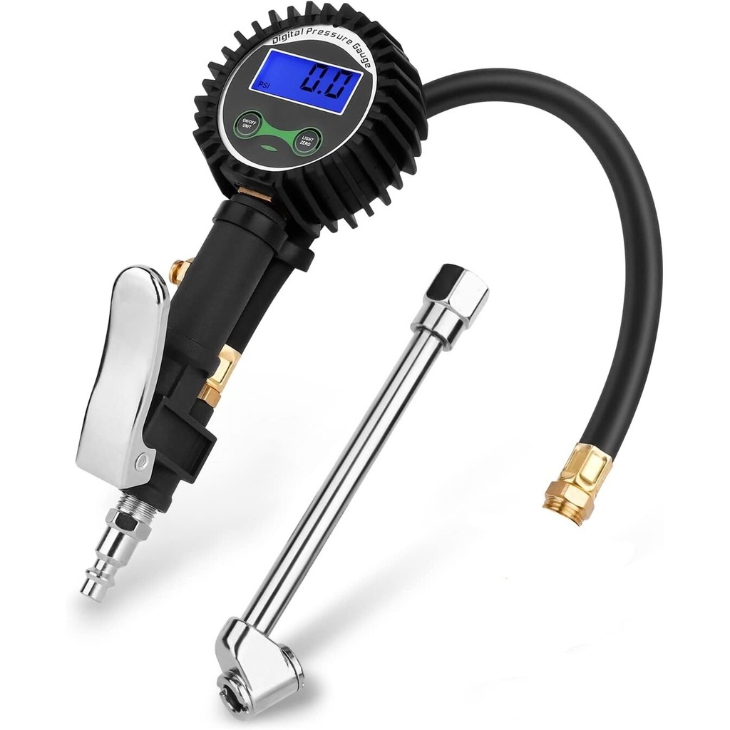 ⬡ Tire inflating gun (long nozzle) with digital manometer (TG04B, HYMAIR)