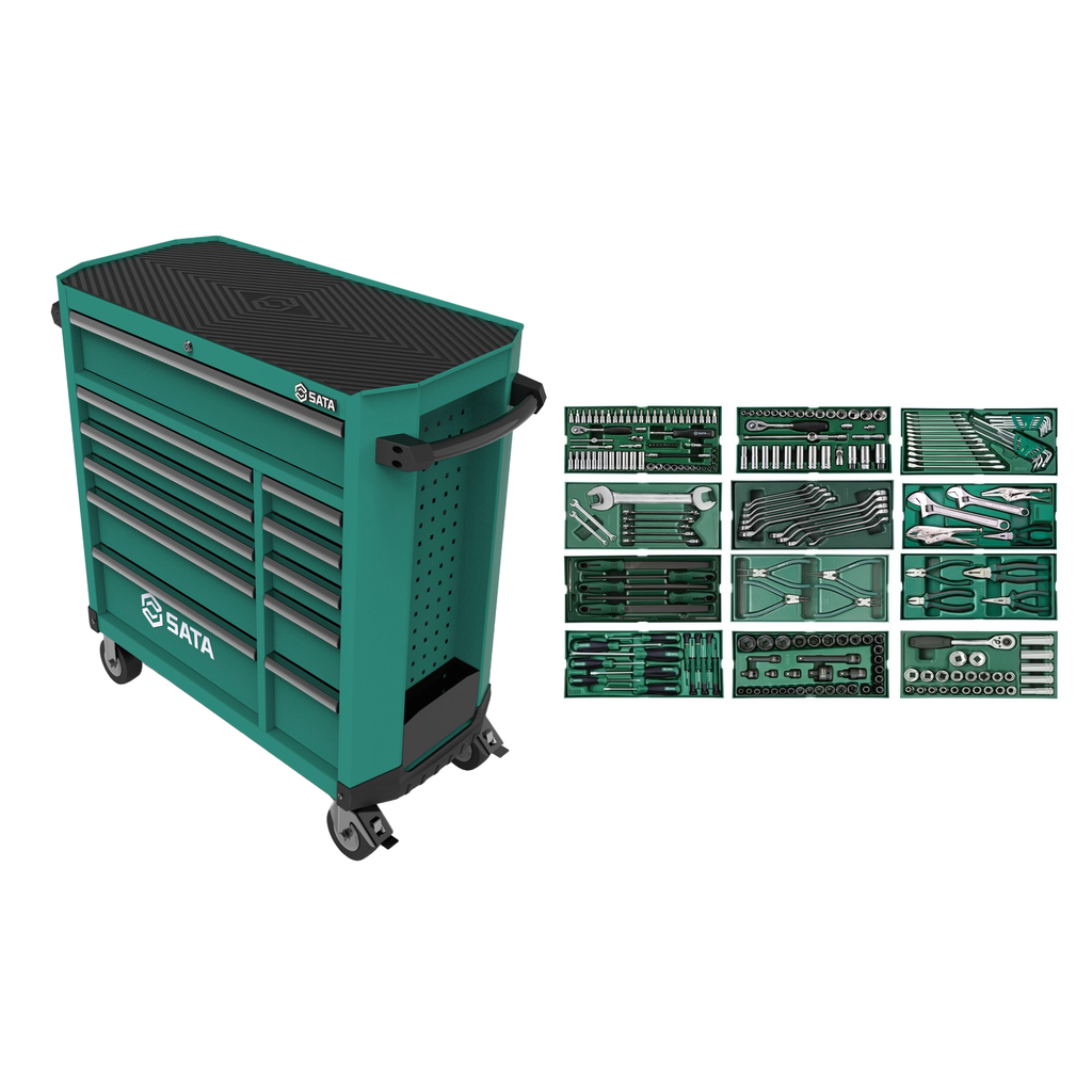 ⬡ Roller cabinet 11 drawers PRO with tool set trays, 246pcs (ST95114G2, SATA)