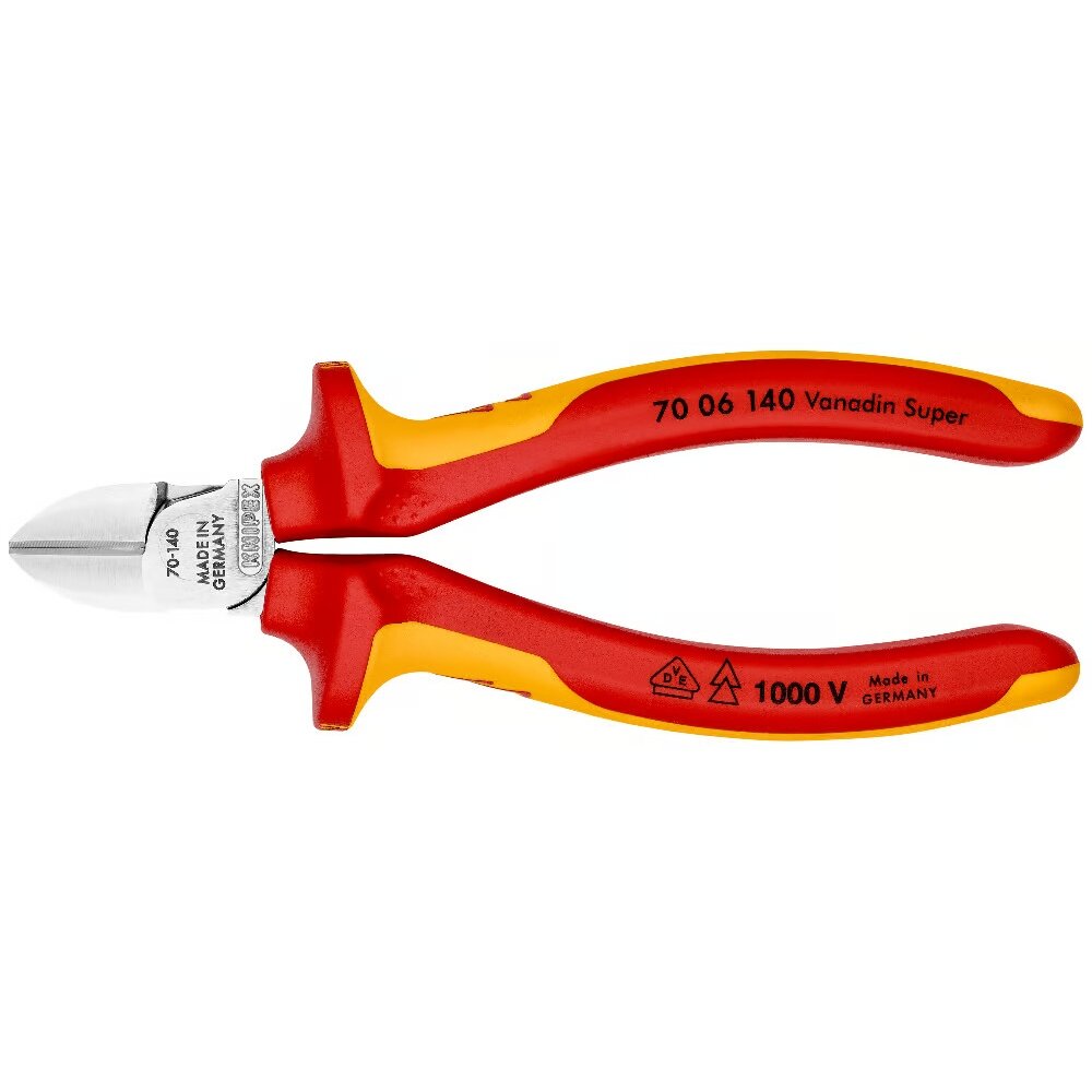 ⬡ Diagonal cutting pliers industrial insulated 140mm (1000V) KNIPEX (7006140, KNIPEX)