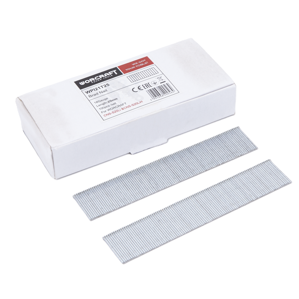 ⬡ Nails 25mm for combined nailer CNS-S20LiH gauge 18 (100pcs) (CNSS20WPI21T25, WORCRAFT)