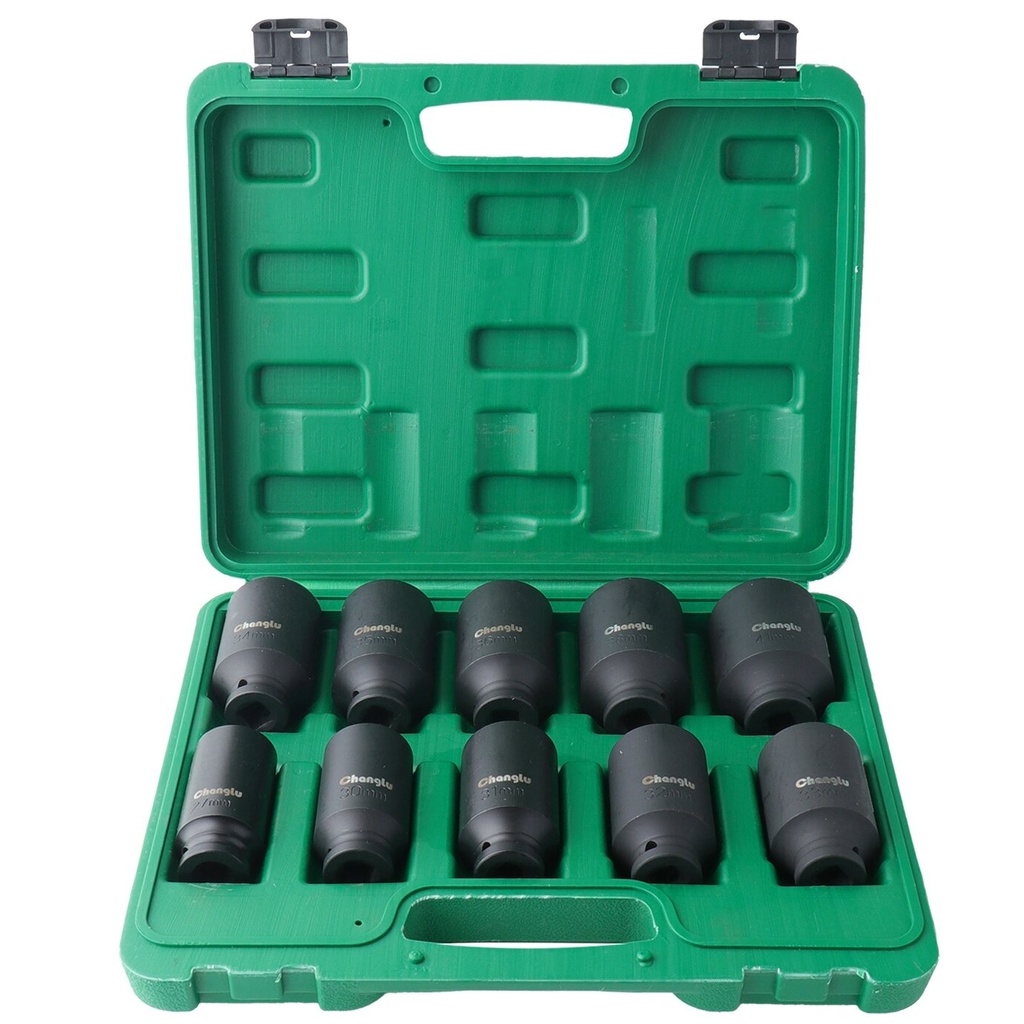 ⬡ 1/2" Dr. Deep bit socket impact set 10pcs (27-41mm) (CL105510, CHANGLU TOOLS)