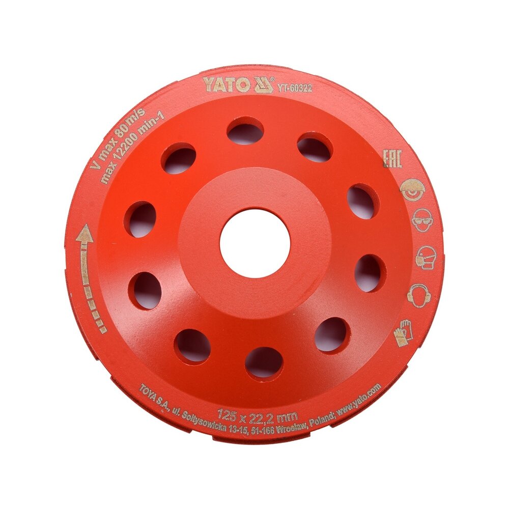 ⬡ Deimantinis šlifavimo diskas 125x22.2mm M14 (YT60322, YATO)