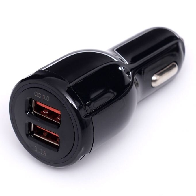 ⬡ Įkroviklis automobilinis greito krovimo 12V/24V, USB/3.1A + USB/QC3.0 (KD1235)