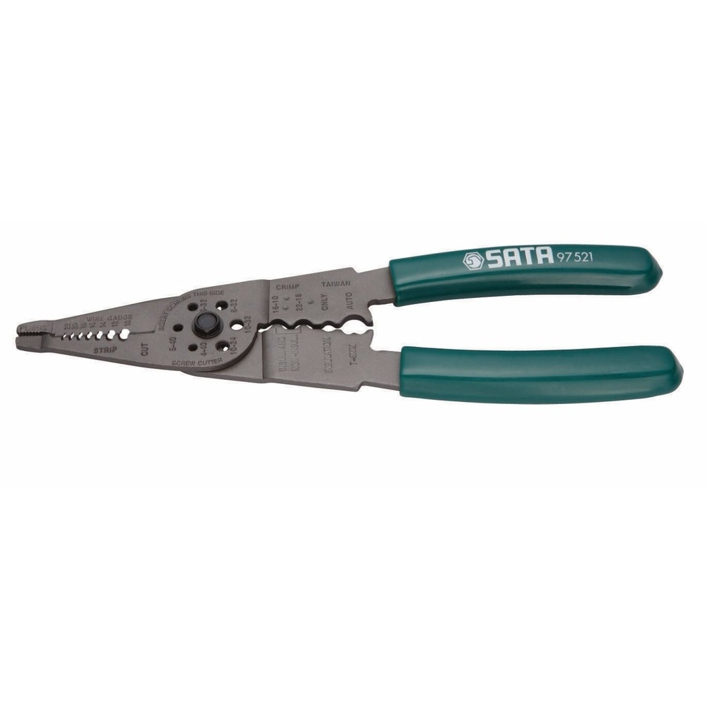 ⬡ Laidų izoliacijos nuėmimo ir užspaudimo replės 200 mm (ST97521ST, SATA)