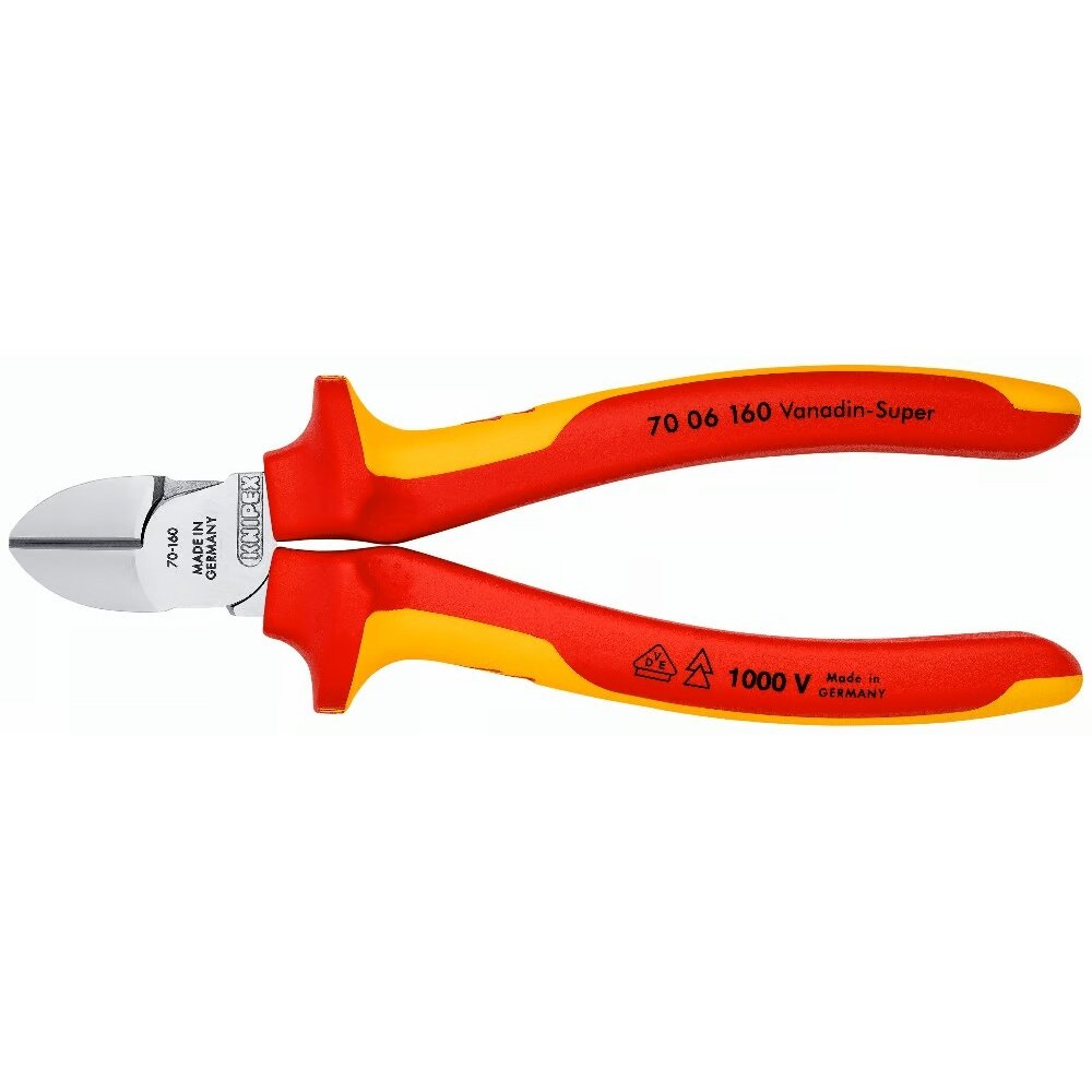 ⬡ Diagonal cutting pliers industrial insulated 160mm (1000V) KNIPEX (7006160, KNIPEX)