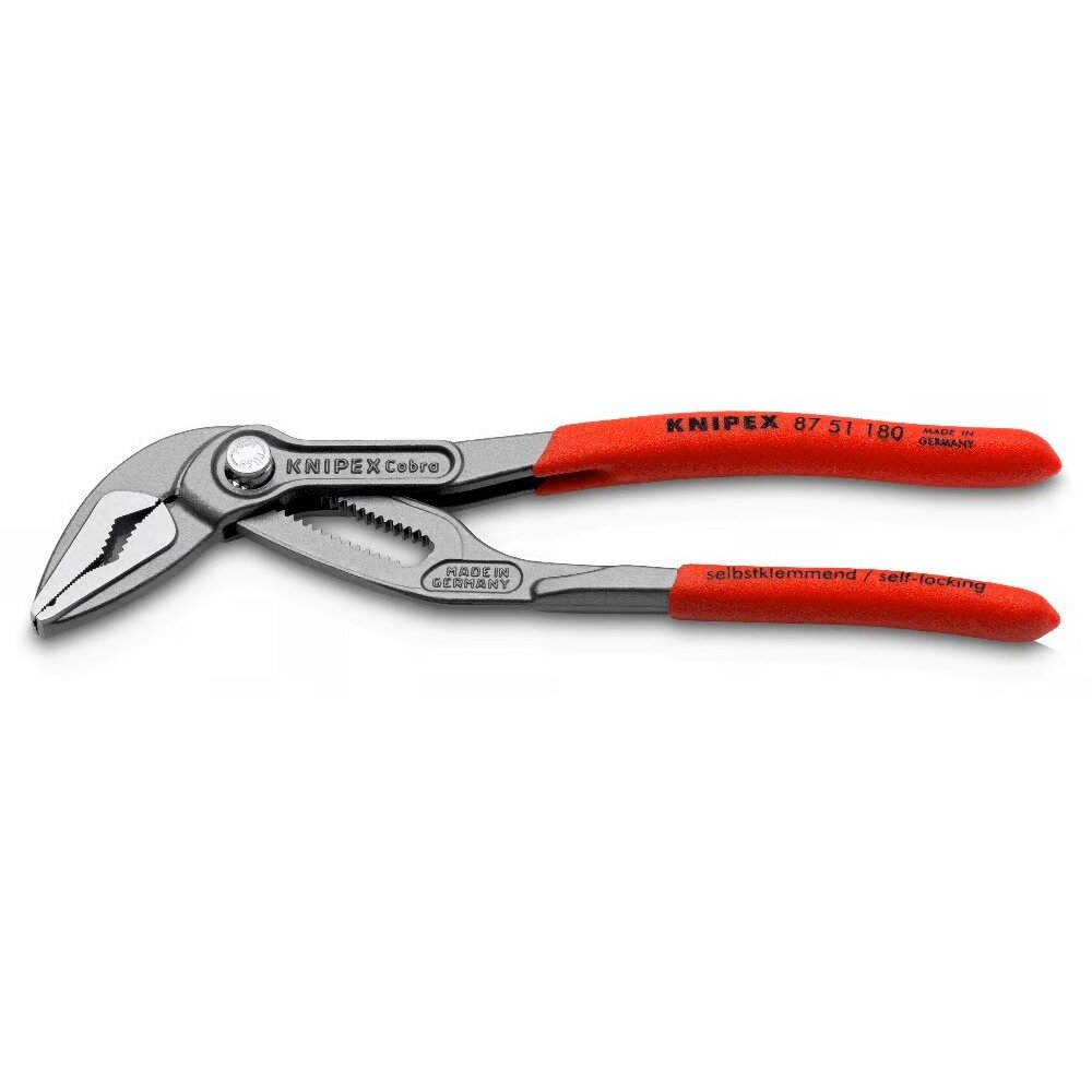 ⬡ Vandens siurblio replės ilgais nasrais KNIPEX SLIM Cobra su fiksavimu 180 mm (8751180, KNIPEX)