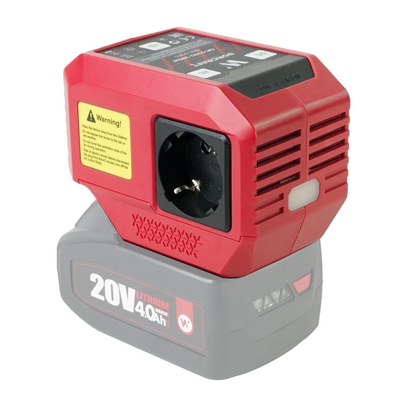 ⬡ Akumuliatoriaus inverteris WORCRAFT 220V+USB 20V LI-ION (CPIS20Li, WORCRAFT)