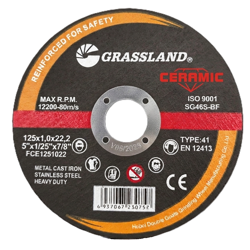⬡ Nerūdijančio plieno / keramikos pjovimo diskas 125x1.0x22.2  41 tip. (FCE1251022, GRASSLAND)