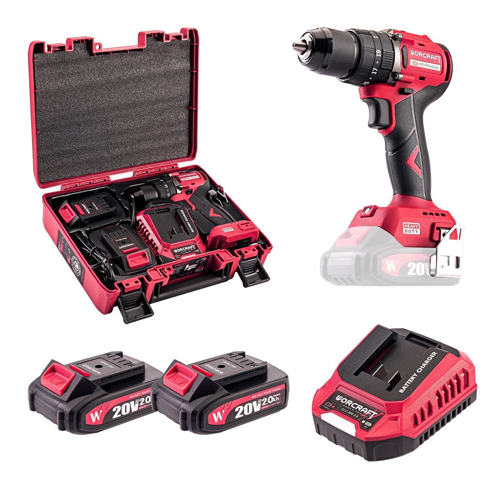 ⬡ Li-ion Cordless Driver / Drill 20V, 2x2.0Ah (BMC) (CHDS20LiBCM, WORCRAFT)