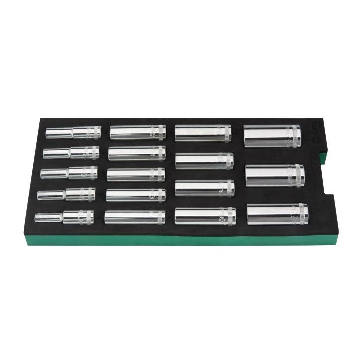 ⬡ Tray. 1/2" Dr. Deep socket set 17pcs 6pt (ST09005G, SATA)