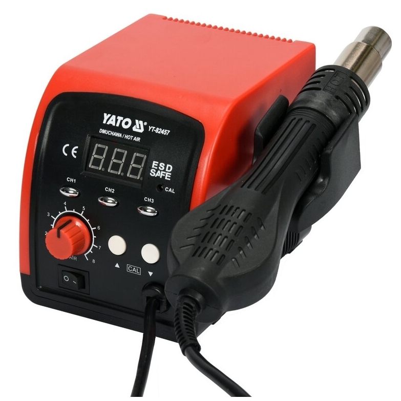 ⬡ Karšto oro litavimo stotelė 750 W, 100–500 °C, LED (YT82457, YATO)