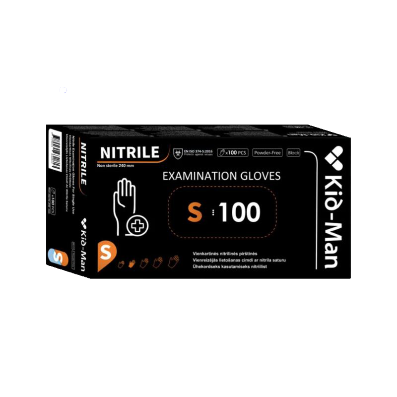 ⬡ Disposable nitrile gloves KID MAN 9 (L) (100 pcs.) (NIGLL100BK)
