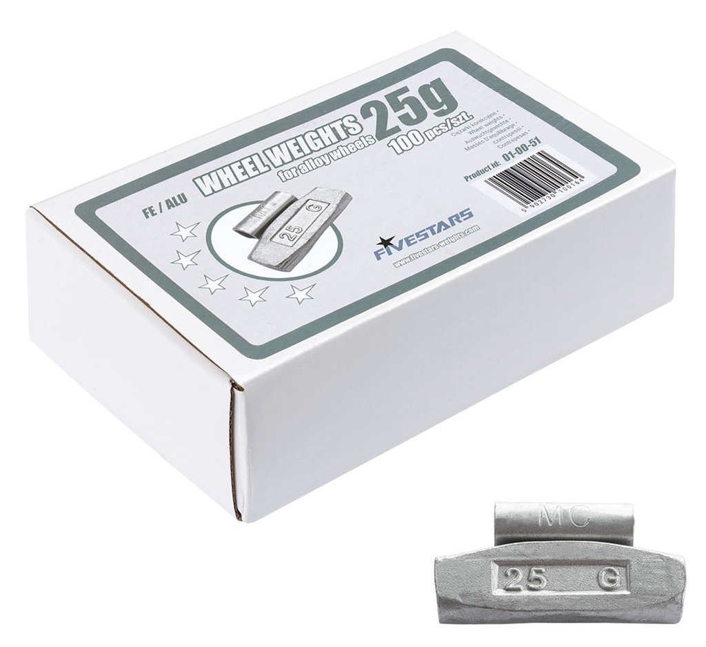 ᴿᴰ Clip-on FE weights FIVE STARS 25 g, for ALU rims (01-00-51, FIVE STARS)