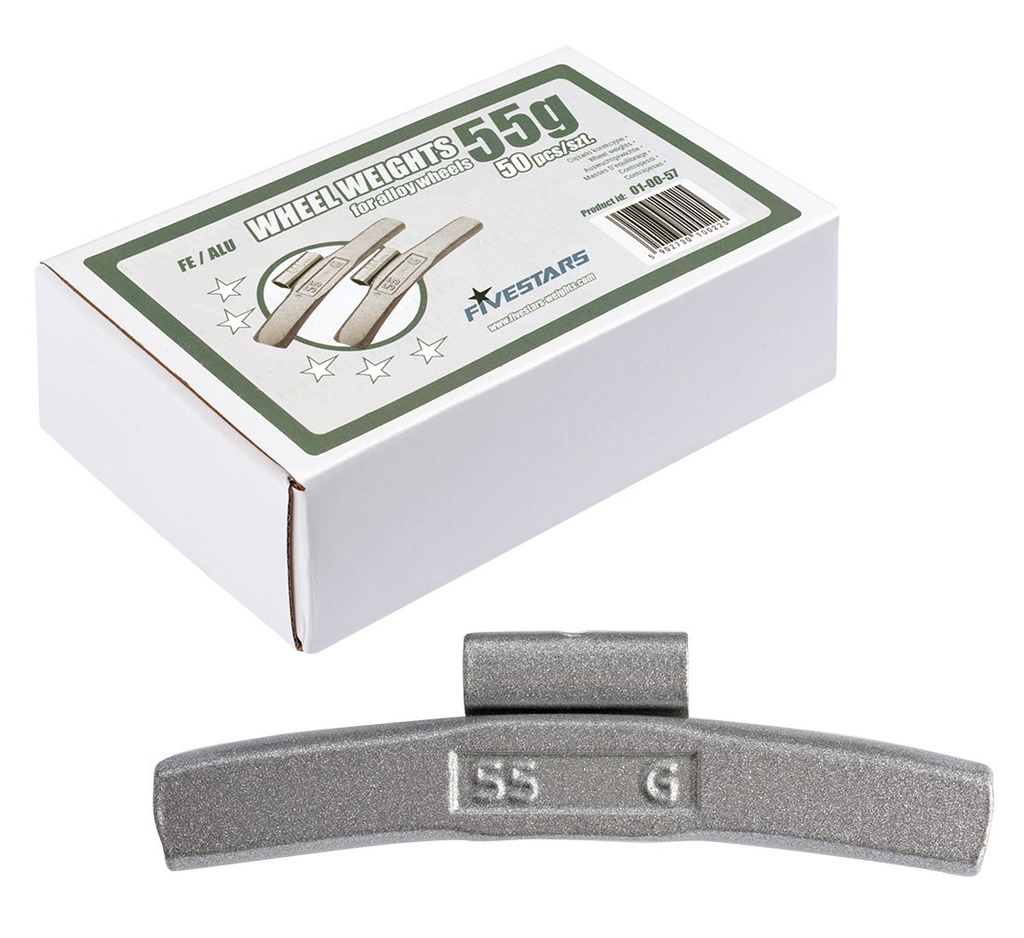ᴿᴰ Užspaudžiami FE svareliai FIVE STARS 50 g, ALU ratlankiams, 50 vnt. (01-00-57, FIVE STARS)