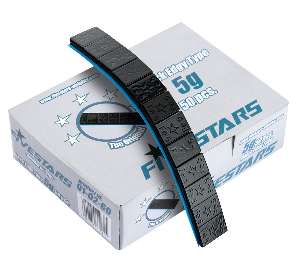 ᴿᴰ Līmējamie atsvari FIVE STARS Edgy, juodi, 12×5 g, 50 gab. (01-02-60, FIVE STARS)
