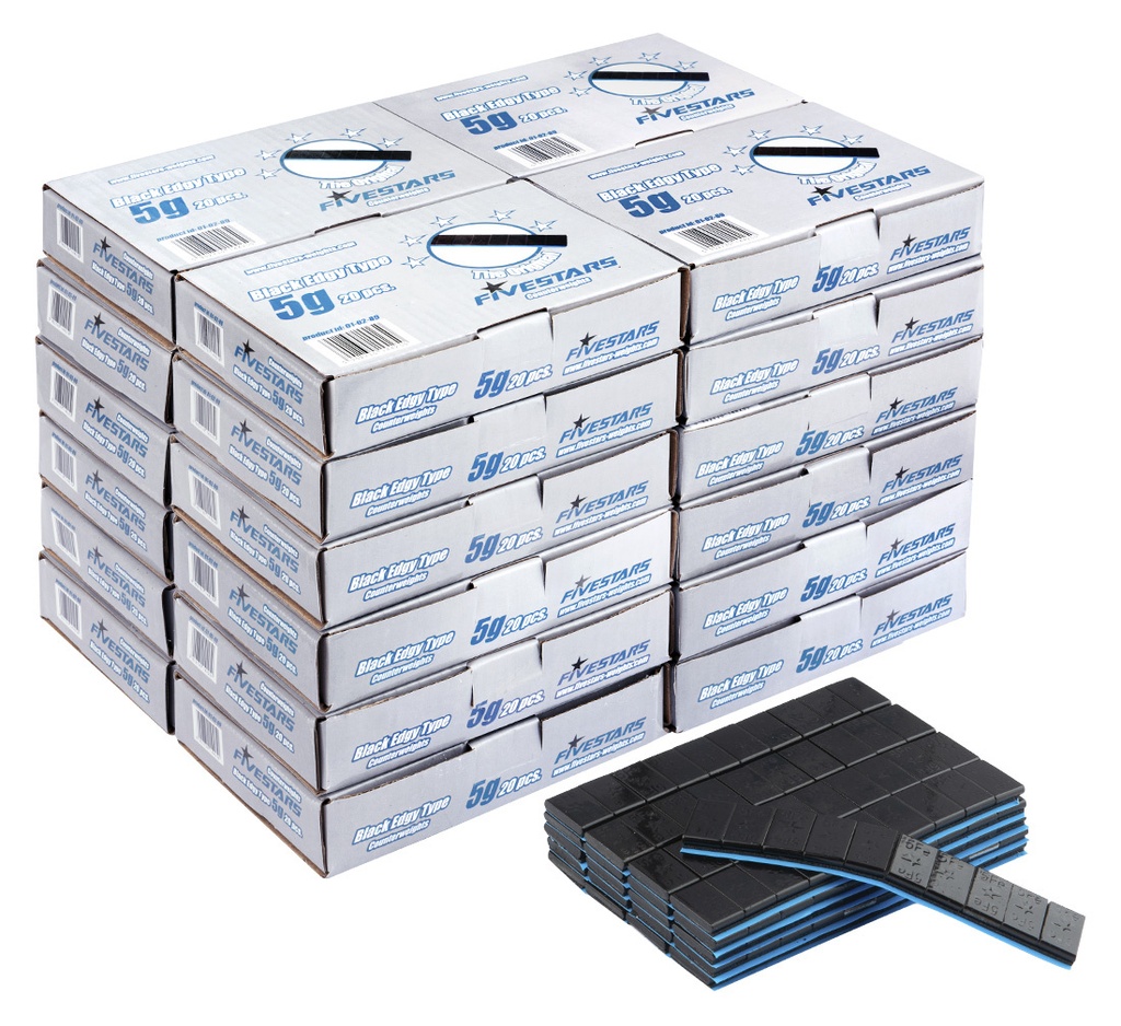 ᴿᴰ Adhesive wheel weights FIVE STARS Black Edgy 5 g, 480 strips (01-02-88, FIVE STARS)