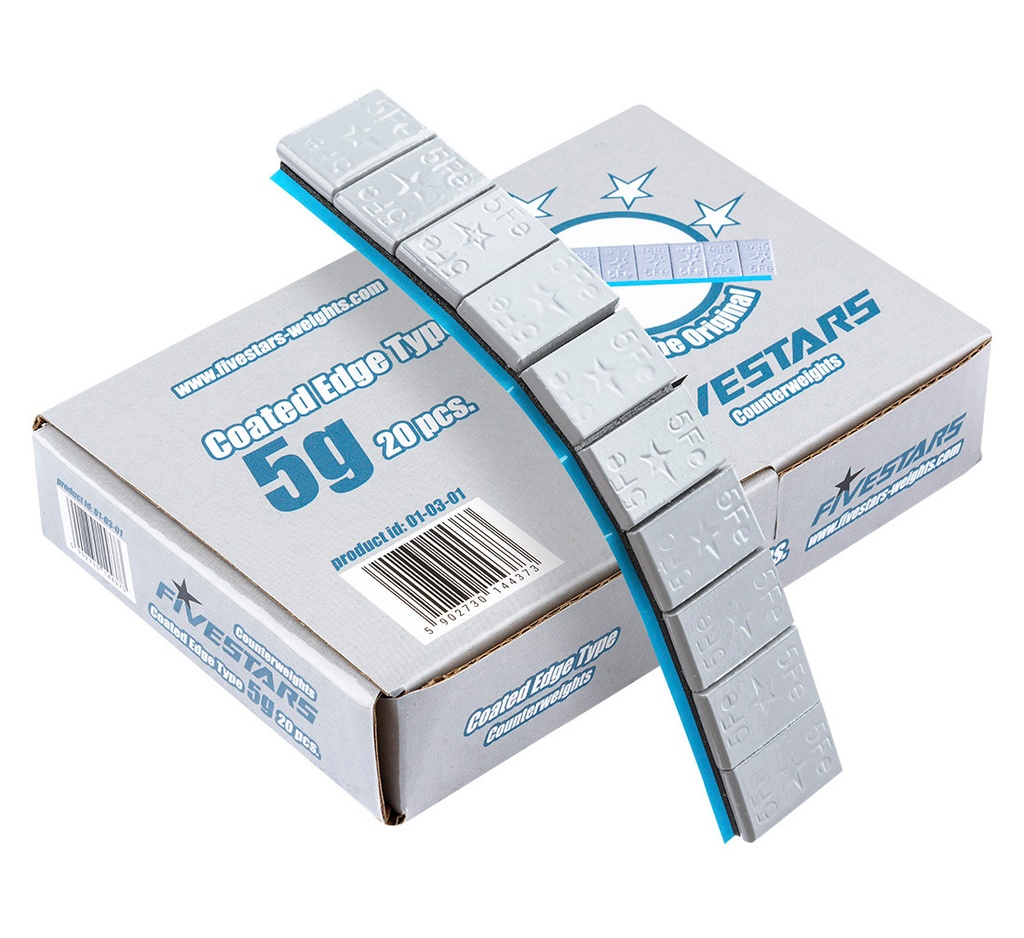 ᴿᴰ Adhesive wheel weights FIVE STARS 5 g edgy, 20 strips (01-03-01, FIVE STARS)