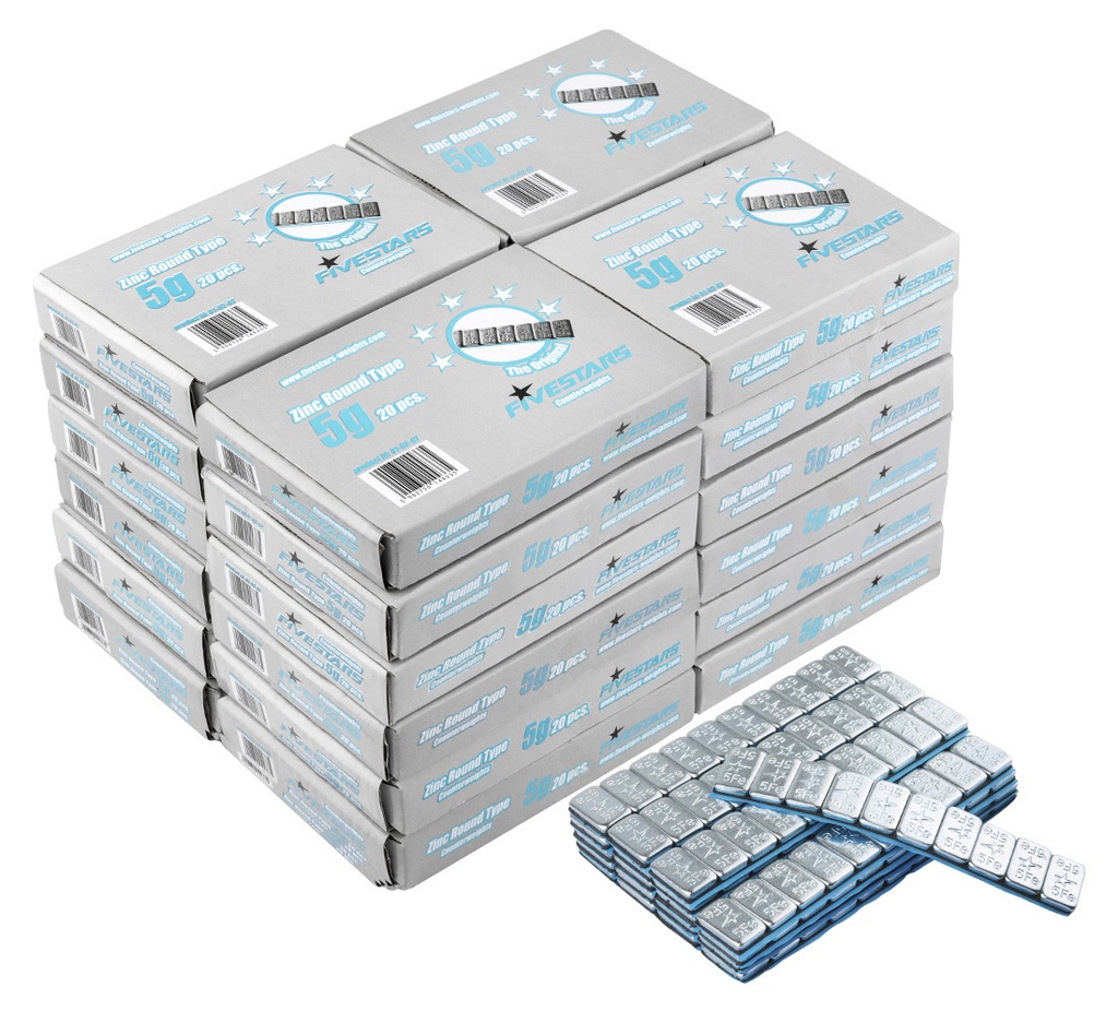 ᴿᴰ Adhesive wheel weights FIVE STARS 5 g, round zinc-plated, 480 pcs with wide tape (01-02-95, FIVE STARS)