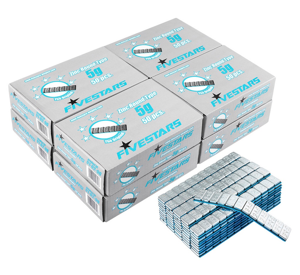 ᴿᴰ Adhesive wheel weights FIVE STARS 5 g, round zinc-plated, 400 pcs (01-02-94, FIVE STARS)