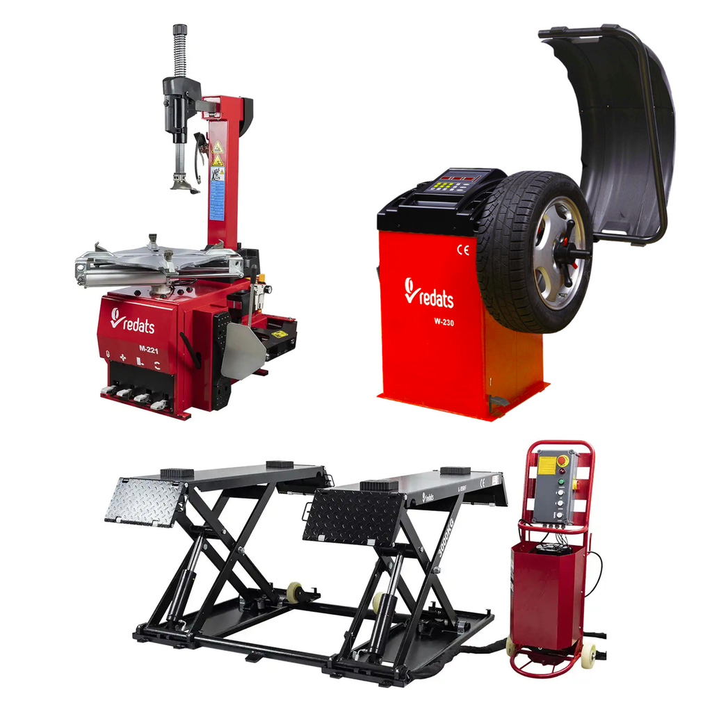 Tyre service set STANDARD — mobile lift + automatic tyre changer + wheel balancer