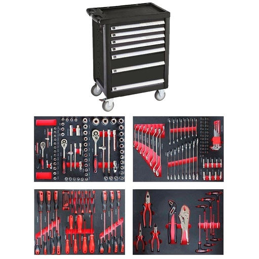 [05.088.150LE] Instrumentu ratiņi ar 7 atvilktnēm un 184 instrumentiem (05.088.150LE, MARCO TOOLS)