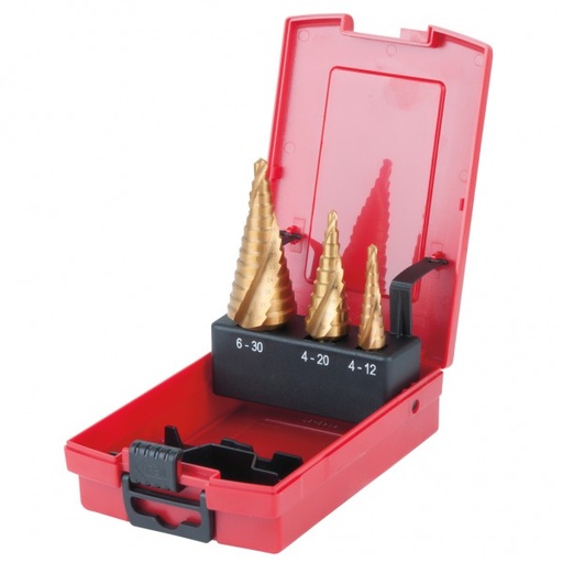[330.2424] Stepped hole cutter set HSS TiN, 3 pcs, in plastic case (330.2424, KS TOOLS)