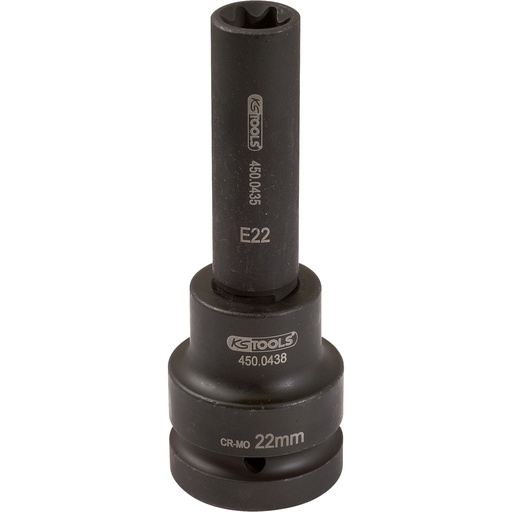 [450.0482] 1" gara trieciena muciņa Torx E skrūvēm, E20 (450.0482, KS TOOLS)