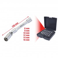 [500.7320] 3/8" kvēlsveču šarnīra muciņu komplekts, garš, 6 daļu (500.7320, KS TOOLS)