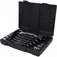 [503.4867] GEARplus lankstaus antgalio terkšlinių kombinuotų raktų rinkinys su adapteriais, 12 vnt., 8-19 mm (503.4867, KS TOOLS)