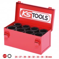 [515.0510] Sešstūra trieciena muciņu komplekts 3/4", garu, 8 gab., 24-36 mm (515.0510, KS TOOLS)