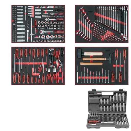 [713.0515] Universāls sistēmas ieliktņu komplekts 4 atvilktnēm ar 515 instrumentiem (713.0515, KS TOOLS)