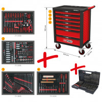 [826.7515] RACINGline instrumentu ratiņi ar 7 atvilktnēm un 515 instrumentiem, melni/sarkani (826.7515, KS TOOLS)
