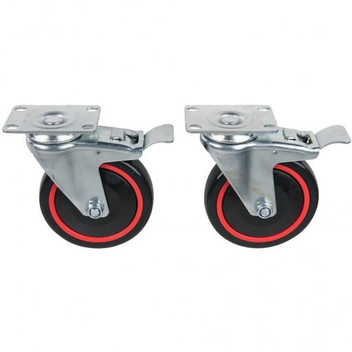 [826.9505] RACINGline grozāmo riteņu komplekts ar bremzi, 125 mm, 2 gab., ar skrūvēm (826.9505, KS TOOLS)