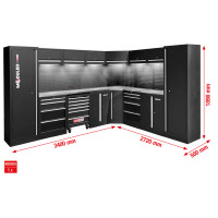 [866.6225] Dirbtuvių spintų sistema, L formos, 3400 x 2720 mm, 2 variantas (866.6225, KS TOOLS)