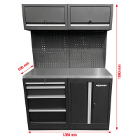 [866.6030] Dirbtuvių spintų sistemos praplėtimo modulis su nerūdijančio plieno stalviršiu (866.6030, KS TOOLS)