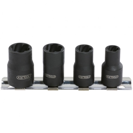 [913.1450] 1/4 col. spiralinio profilio ištraukimo galvučių rinkinys, 8–13 mm, 4 vnt. (913.1450, KS TOOLS)