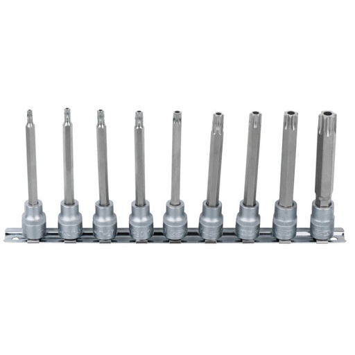[911.3980] 3/8″ Torx tamperproof bit socket set, long, TB20–TB60, 9 pcs (911.3980, KS TOOLS)