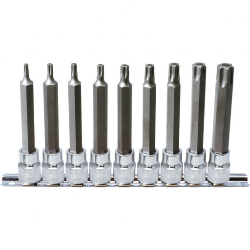 [918.3969] 3/8" CHROMEplus Torx tamperproof bit socket set, long, TB20-TB60, 9 pcs (918.3969, KS TOOLS)