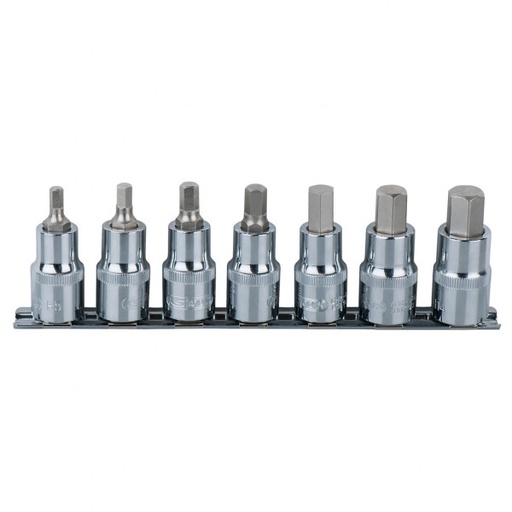[918.1335] 1/2" CHROMEplus vidinio šešiabriaunio antgalinių galvučių rinkinys, trumpos, 5–14 mm, 7 vnt. (918.1335, KS TOOLS)