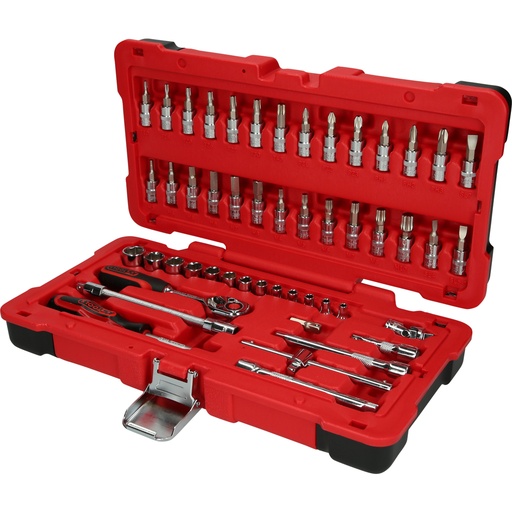 [958.0650] 1/4″ CHROMEplus socket set, 50 pcs, 2-colour case (958.0650, KS TOOLS)