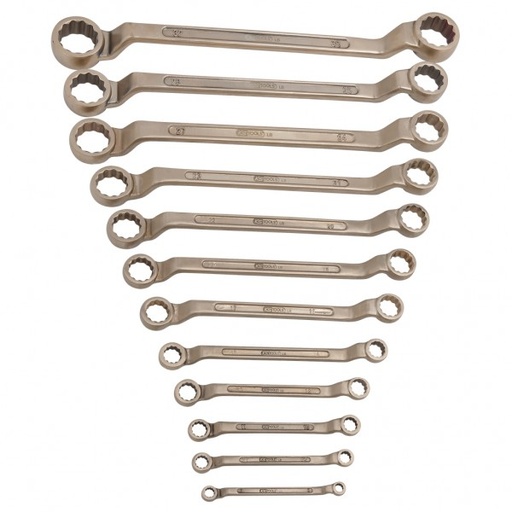[963.7437] Divpusējo gredzenatslēgu komplekts BRONZE+, dzirksteļdrošs, izliektas, 12 gab., 6–32 mm (963.7437, KS TOOLS)