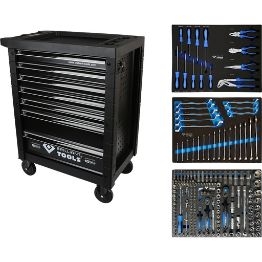 [BT153207SB] Instrumentu ratiņi ar instrumentiem, 207 gab. + 100381 + 100105 (BT153207SB, KS TOOLS)