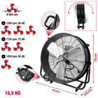 [999.2001] Darbnīcas ventilators Ø 600 mm, 180 W (999.2001, KS TOOLS)