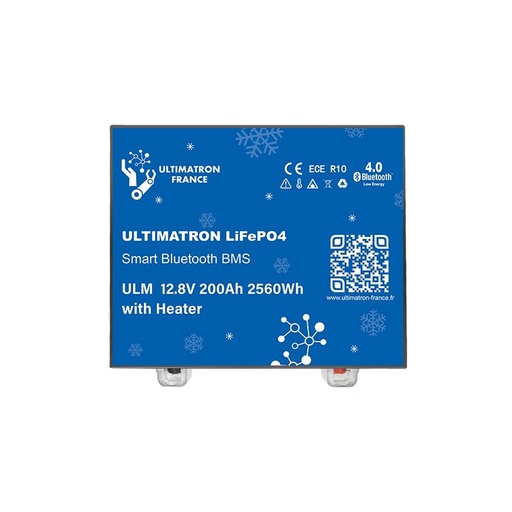 [ULM-12-200H] Litija akumulators zem sēdekļa LiFePO4 12,8 V 200 Ah ar Bluetooth, viedo BMS un apsildi (ULM-12-200H, ULTIMATRON)