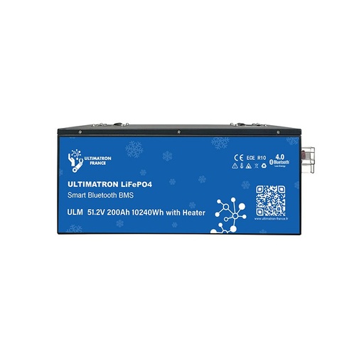 [ULM-48-200H] Litija akumulators LiFePO4 51,2 V 200 Ah ar Bluetooth, viedo BMS un sildīšanu (ULM-48-200H, ULTIMATRON)