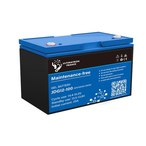 [JDG-12-100] Gelinis saulės energijos akumuliatorius 12 V 100 Ah, gilaus iškrovimo (JDG-12-100, ULTIMATRON)